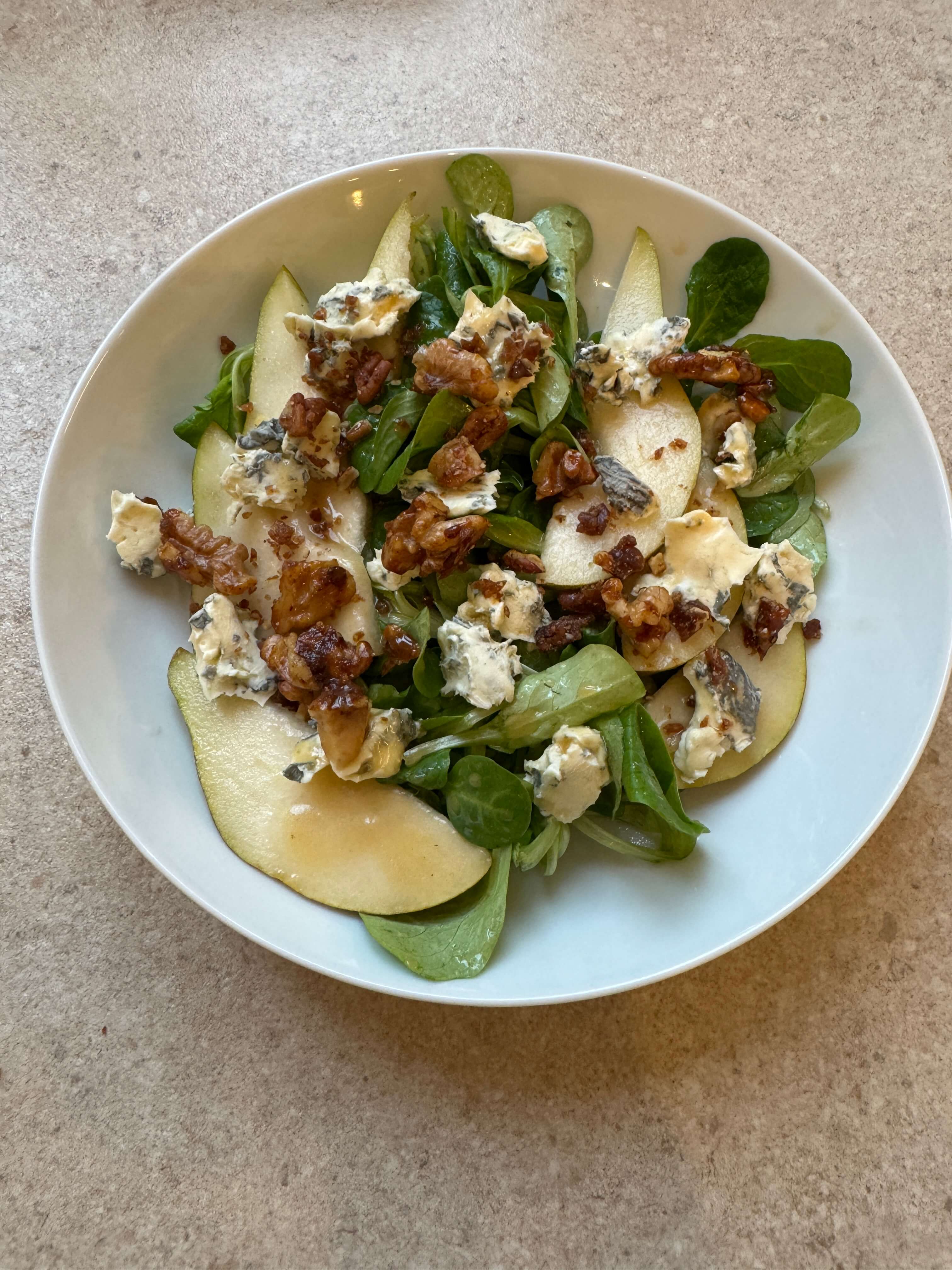 Pear Salad with Blue Cheese and Candied Nuts